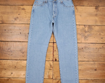 Levis 501 Jeans 34x32 Blue Regular Straight Light Stonewash Red Tab Denim