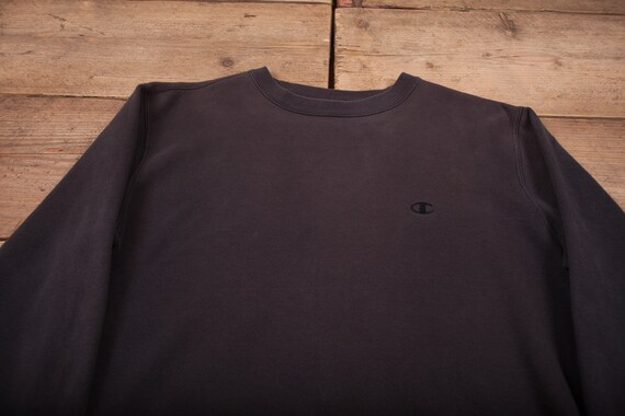 Mens Vintage Champion Faded Black Crew 