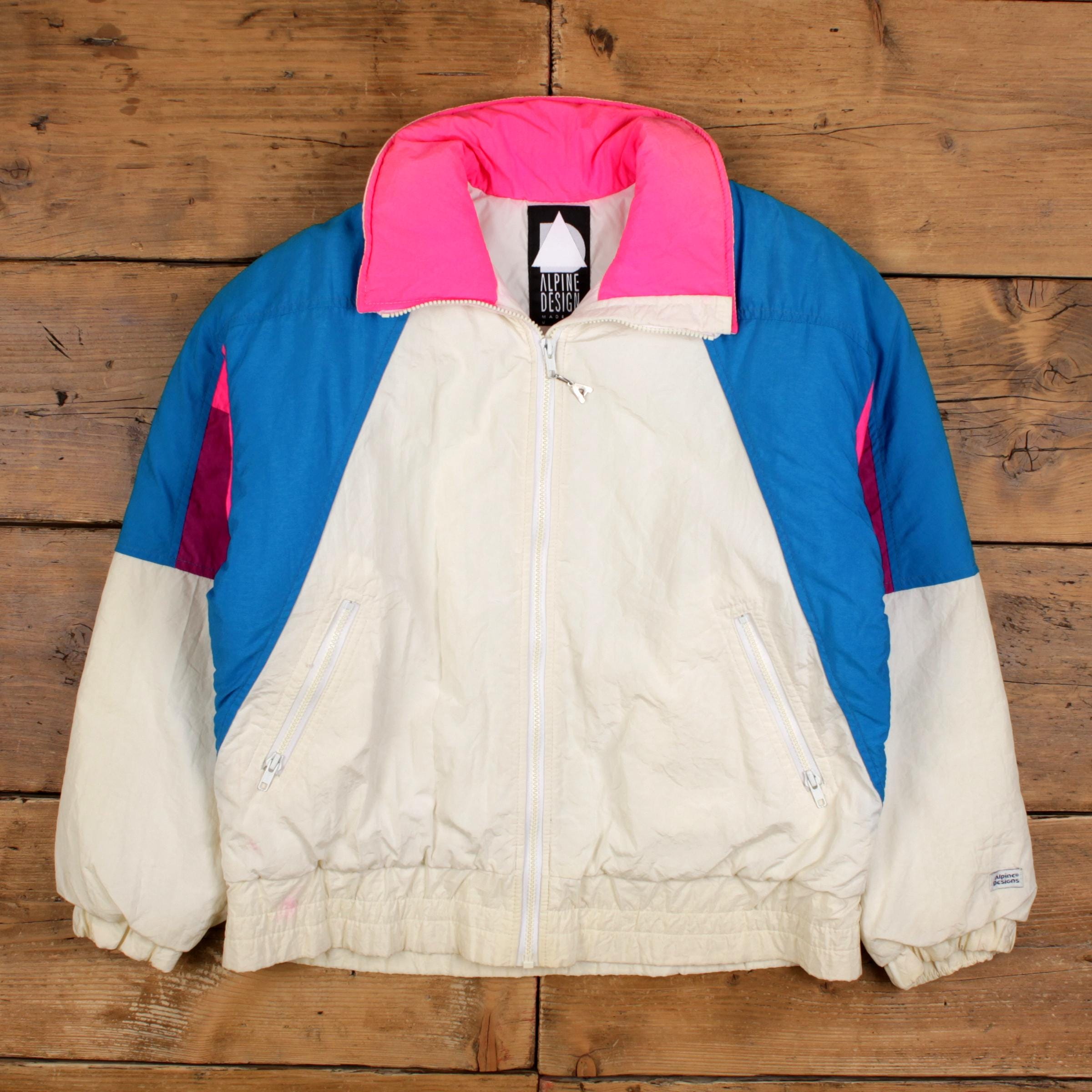 Vintage Alpine Designs Outdoor Jacket S 80s Padded Ski White