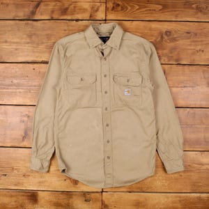 Vintage Carhartt Workwear Hemd Button S Loose Fit FR Herren Langarm Beige