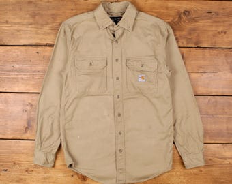Vintage 1980s Carhartt Rugged Outdoor Wear Button up Shirt Mens S