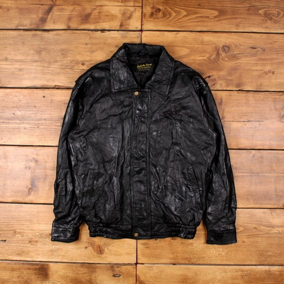 Vintage Roberto Amee Leather Jacket L 90s Bomber Patchwork