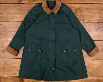 Chaqueta de trabajo vintage Fleet Street, talla 90, parka, abrigo de granero, verde, para mujer