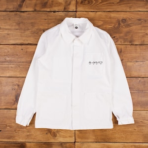 Vintage French Workwear Jacket S White Button Chore Utility Cotton