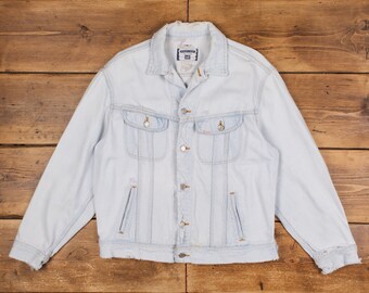 Vintage Lee Denim Jacket XS USA Made 90s Dark Wash Trucker