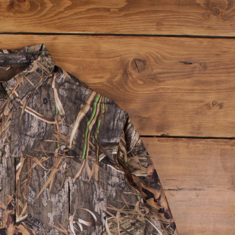 Drake Real Tree Shirt XL Mens Button Camo Hunting Pockets Outdoor Gear Brown image 5