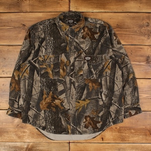 Vintage Spartan Outdoors Baum Shirt Button XL Herren Langarm grün