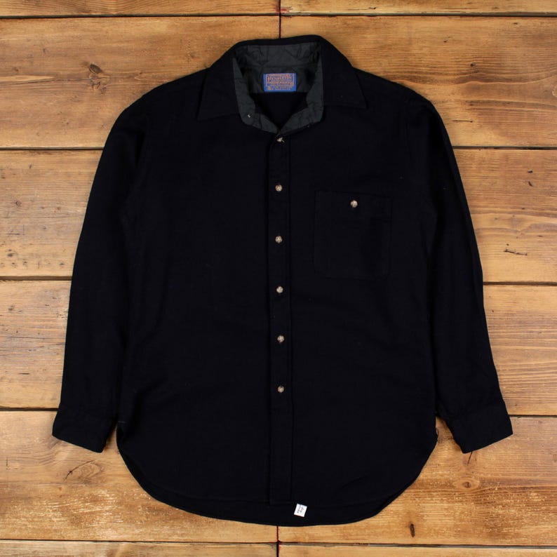Camisa vintage Pendleton talla M para hombre, con botones, de lana, con coderas, ideal para trabajos al aire libre, color azul. imagen 1