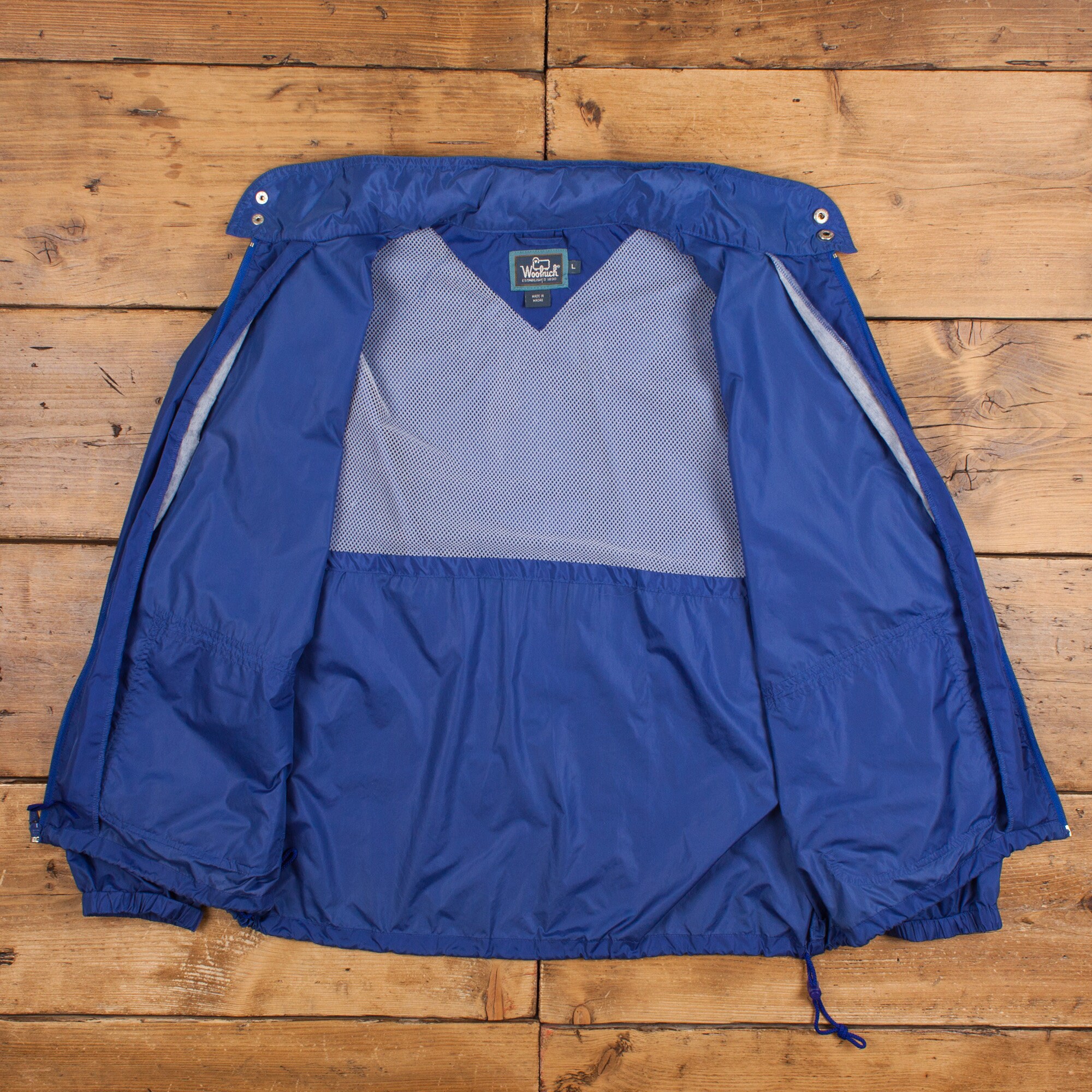 Vintage Woolrich Outdoor Jacket L 90s Windbreaker Blue Zip