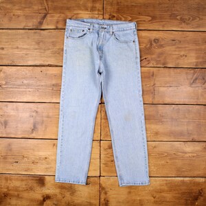 Vintage Levis 505 Jeans 33 x 30 Light Wash Straight Blue Red Tab Denim