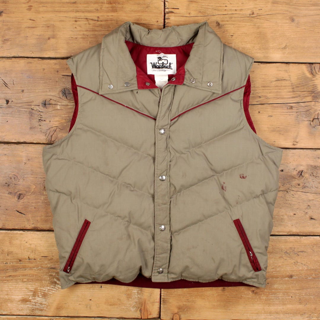 Vintage Woolrich Outdoor Gilet L 90s Down Puffer Vest Beige - Etsy