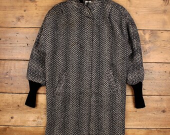 Vintage Burberrys Irish Tweed Coat – 100% Wool Herringbone Long