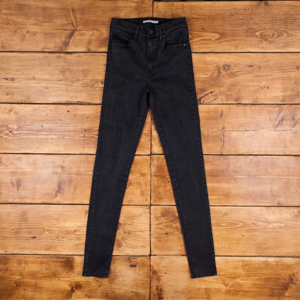 Vintage Levis Mile High Super Skinny Jeans 26 x 33 Dark Wash Skinny Schwarz