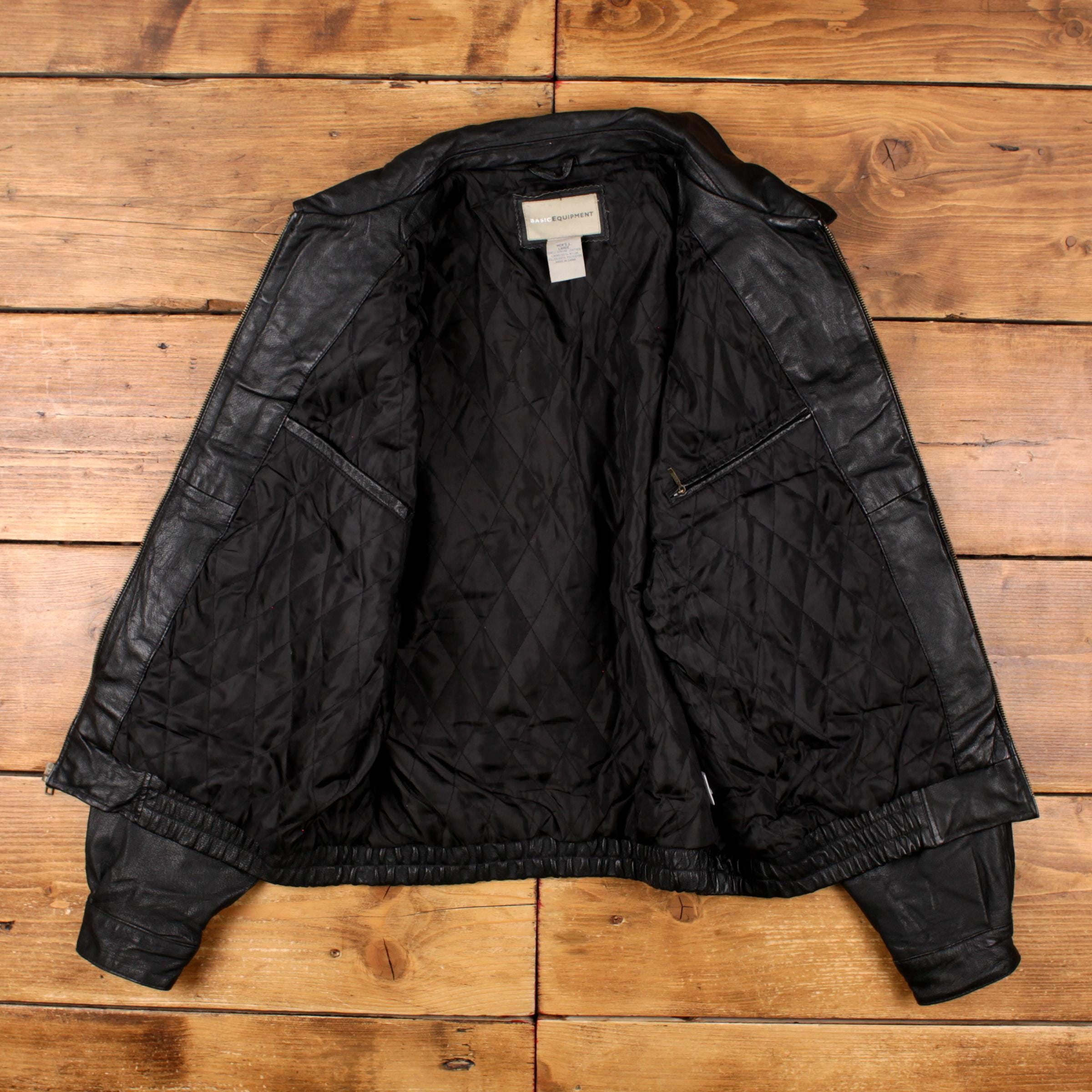 Vintage Basic Editions Leather Jacket L Bomber Black - Etsy Israel