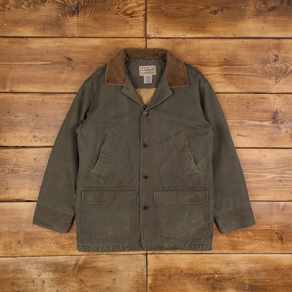 Vintage L.L.Bean Workwear Jacket S 90s Barn Coat Chore  Green Button