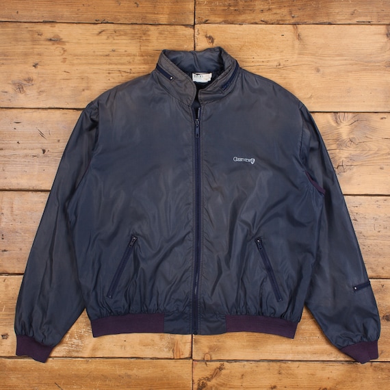 Vintage Izod Club Windbreaker Jacket 2XL 80s Bomber Grey Zip Vintage Izod Club Windbreaker Jacket 2XL 80s Bomber Grey Zip