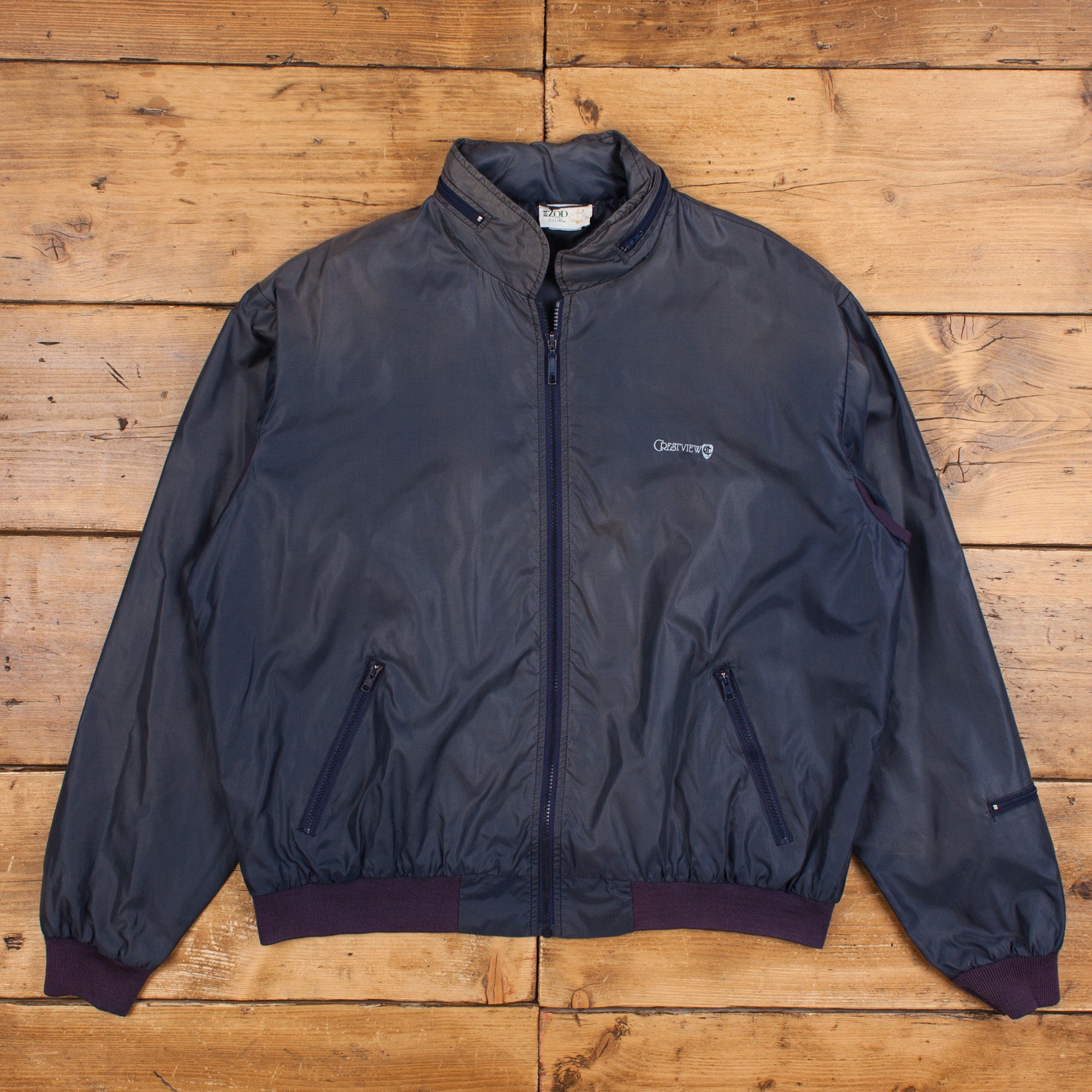 Vintage Izod Club Windbreaker Jacket 2XL 80s Bomber Grey Zip Vintage Izod Club Windbreaker Jacket 2XL 80s Bomber Grey Zip