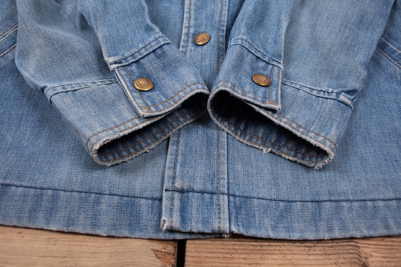 Mens\u2019s Vintage Lee Set 70s Blue Denim Workwear Hippie Jacket M 38 R10074