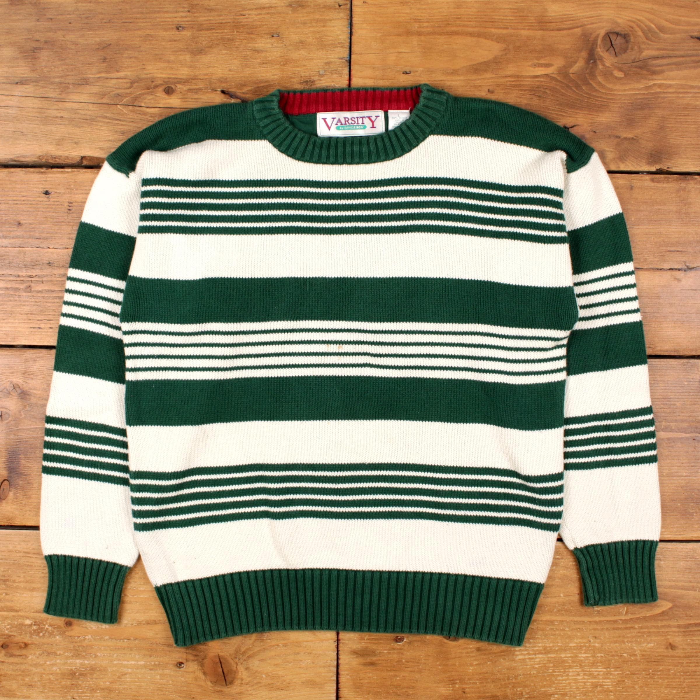 け*う様 solol ND ver. Type2 - RETRO STRIPE Vintage Varsity by Saville Row Jumper Sweater L 90s Striped
