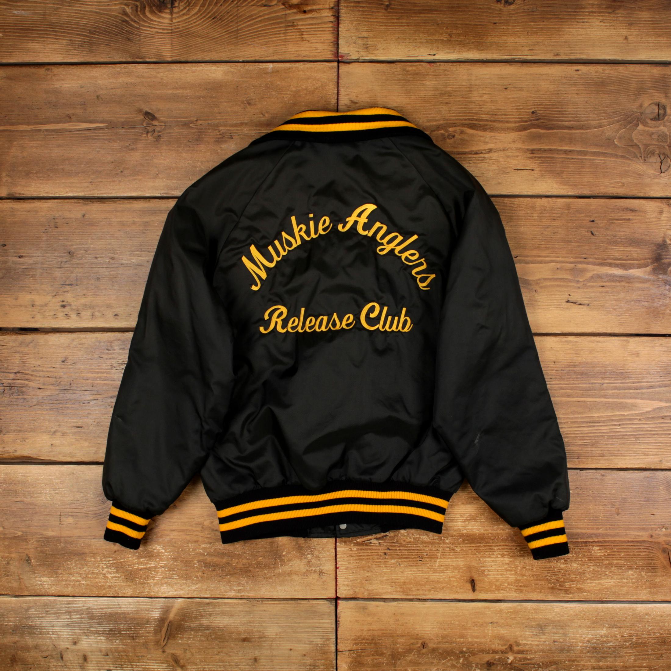 Vintage Delong Varsity Jacket S Bomber USA Made Satin Black