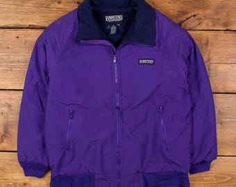 Vintage 90s Lands' End Fleece Lined Nylon Squall Jacket - Size L