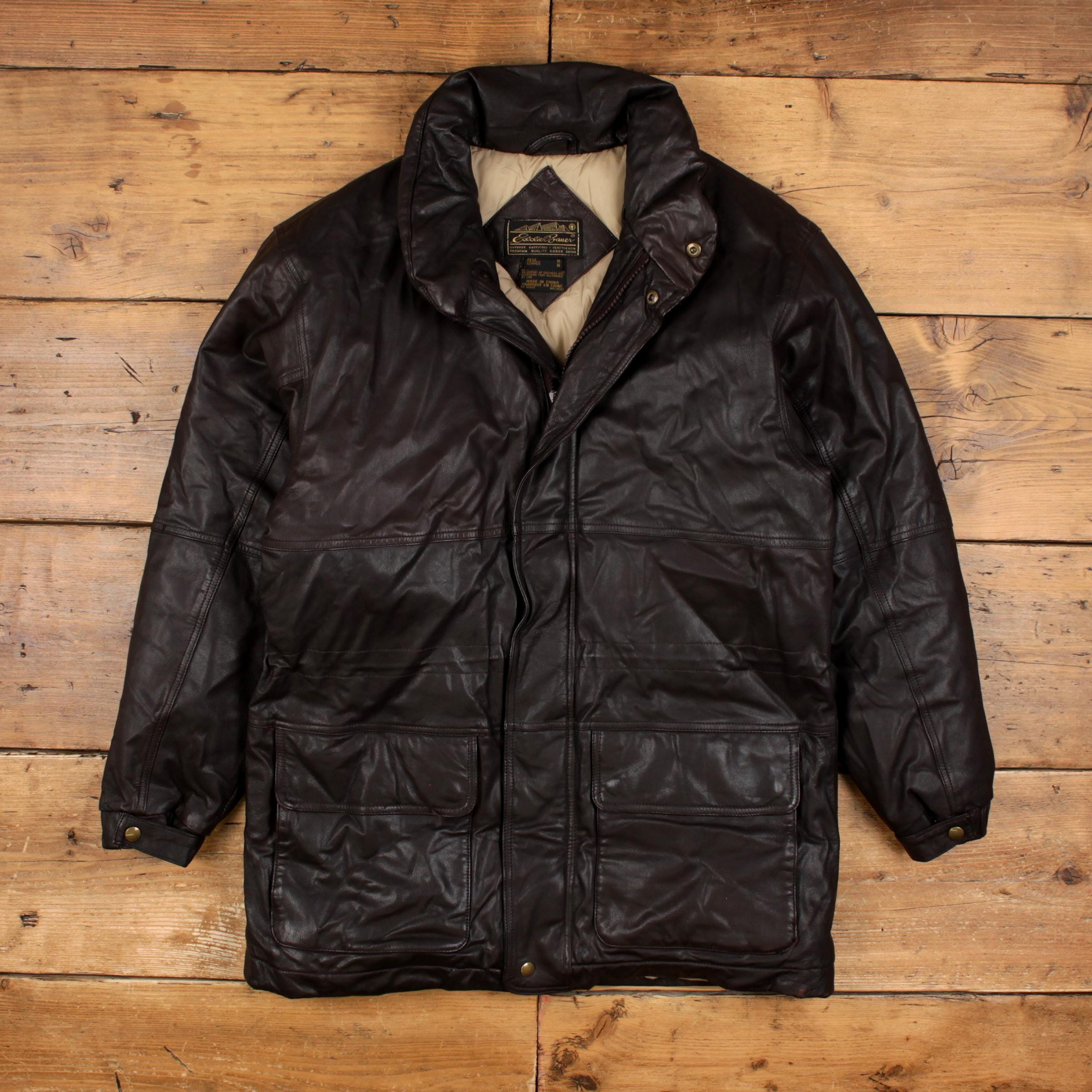 Eddie Bauer Leather Down Jacket - Etsy