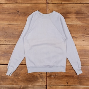 Vintage Blank Raglan Sweatshirt XS 80s USA Made Blue Roundneck Pullover Jumper