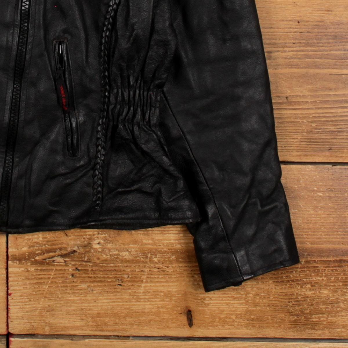 Vance Leathers Leather Jacket XL Womens 00s Black Moto Lined Heavy