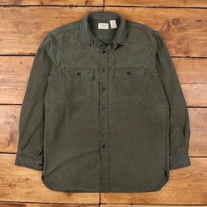 Vintage L.L.Bean Chamois Shirt Button M 90s Mens Long Sleeve Green Solid