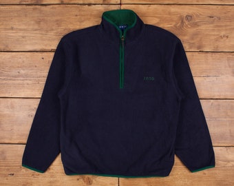 Sweat-shirt en molleton Izod vintage avec logo M à col 1/2 zip Bleu Homme