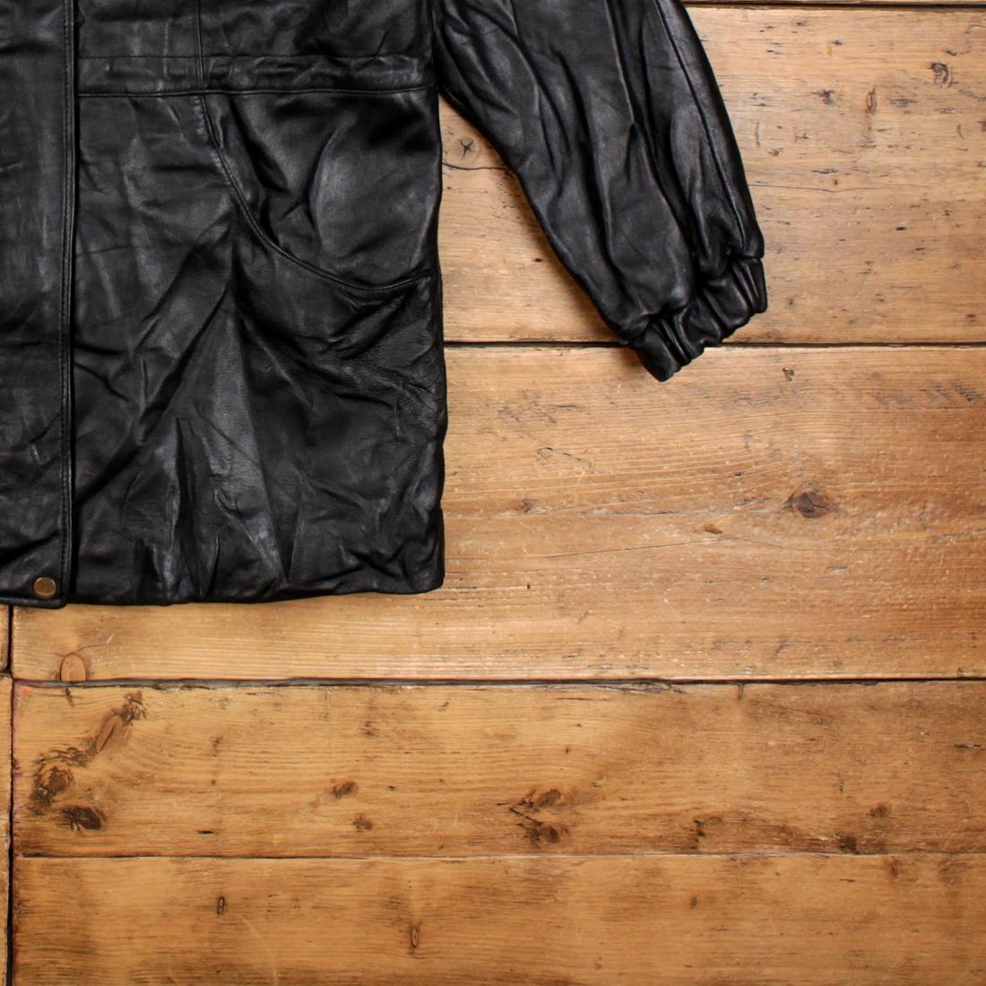 Vintage Izzi Leather Jacket S 90s Short Trench Black Womens - Etsy