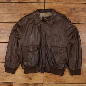 Vintage Reed Leather Jacket L 80s Bomber A-2 Flight Brown - Etsy