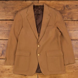 Vintage Palm Beach Blazer Jacket L 80s USA Made Beige