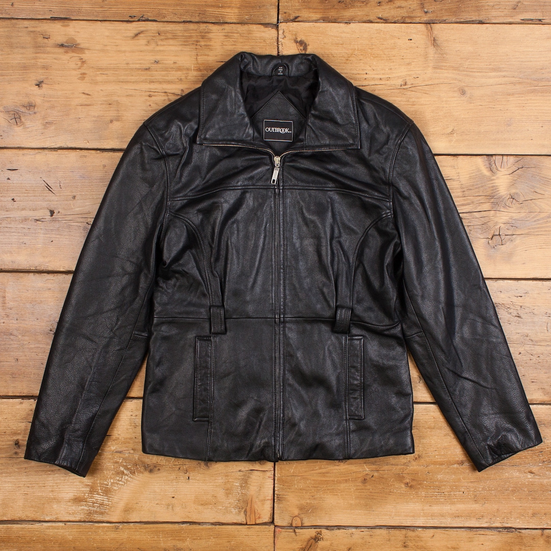 Vintage Outbrook Leather Jacket M 90s Black Womens - Etsy Vintage Outbrook Leather Jacket M 90s Black Womens - Etsy