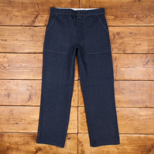 Vintage Deptcor Jeans Pants Trousers 34x33 Workwear Denim Dark Rinse Mens Blue