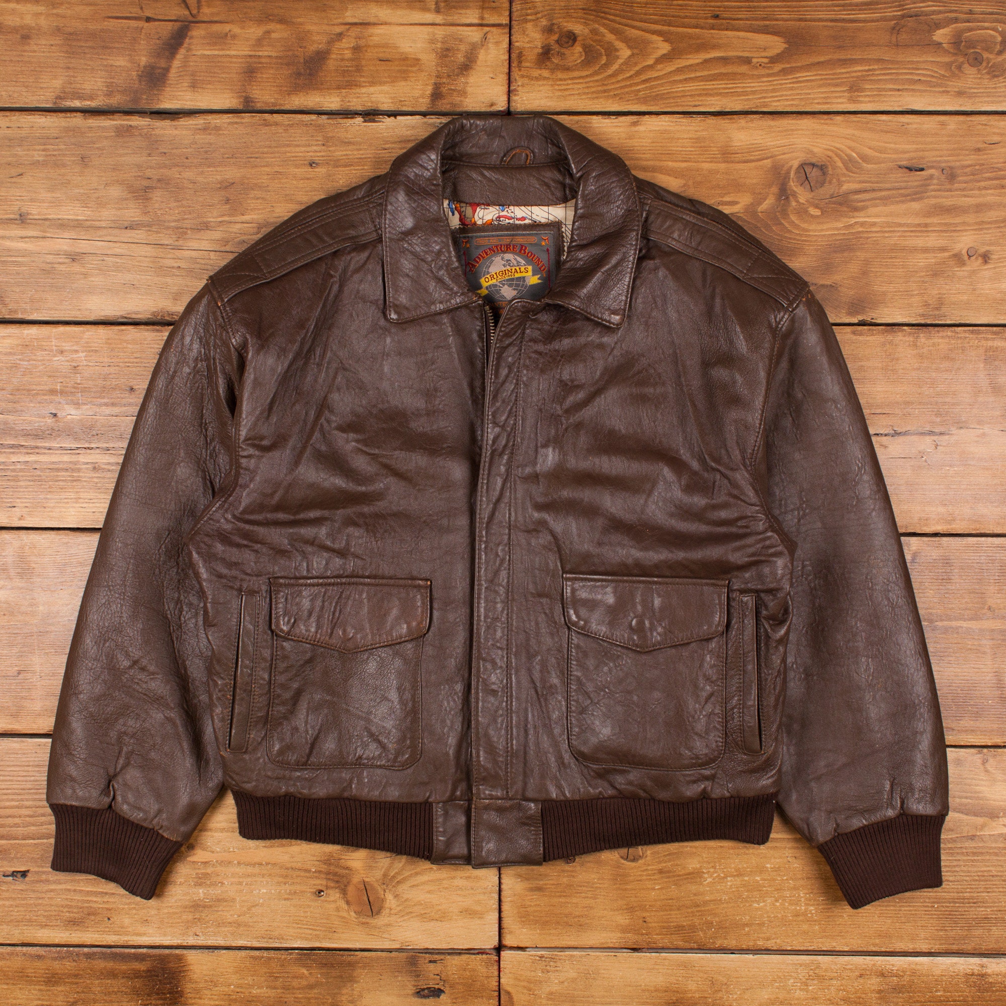 ジャケット・アウター archive grunge a-2 leather jacket brown Vintage 90s y2k Chevirex Leather Jacket Brown Size L P2P 23