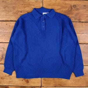 Vintage Contemporary Casuals Jumper Sweater XL 90s Womens Collared Blue