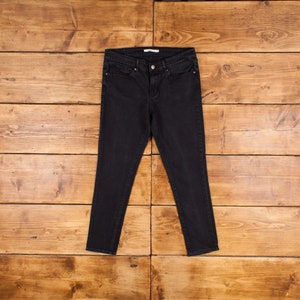 Vintage Levis 711 Jeans 30 x 26 Dark Wash Skinny Black Womens Black Tab Denim