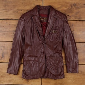 Vintage Etienne Aigner Leather Jacket S 80s Blazer Brown Womens