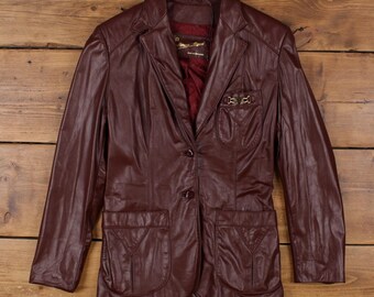 Jaqueta de couro vintage Etienne Aigner S anos 80 Blazer marrom feminino