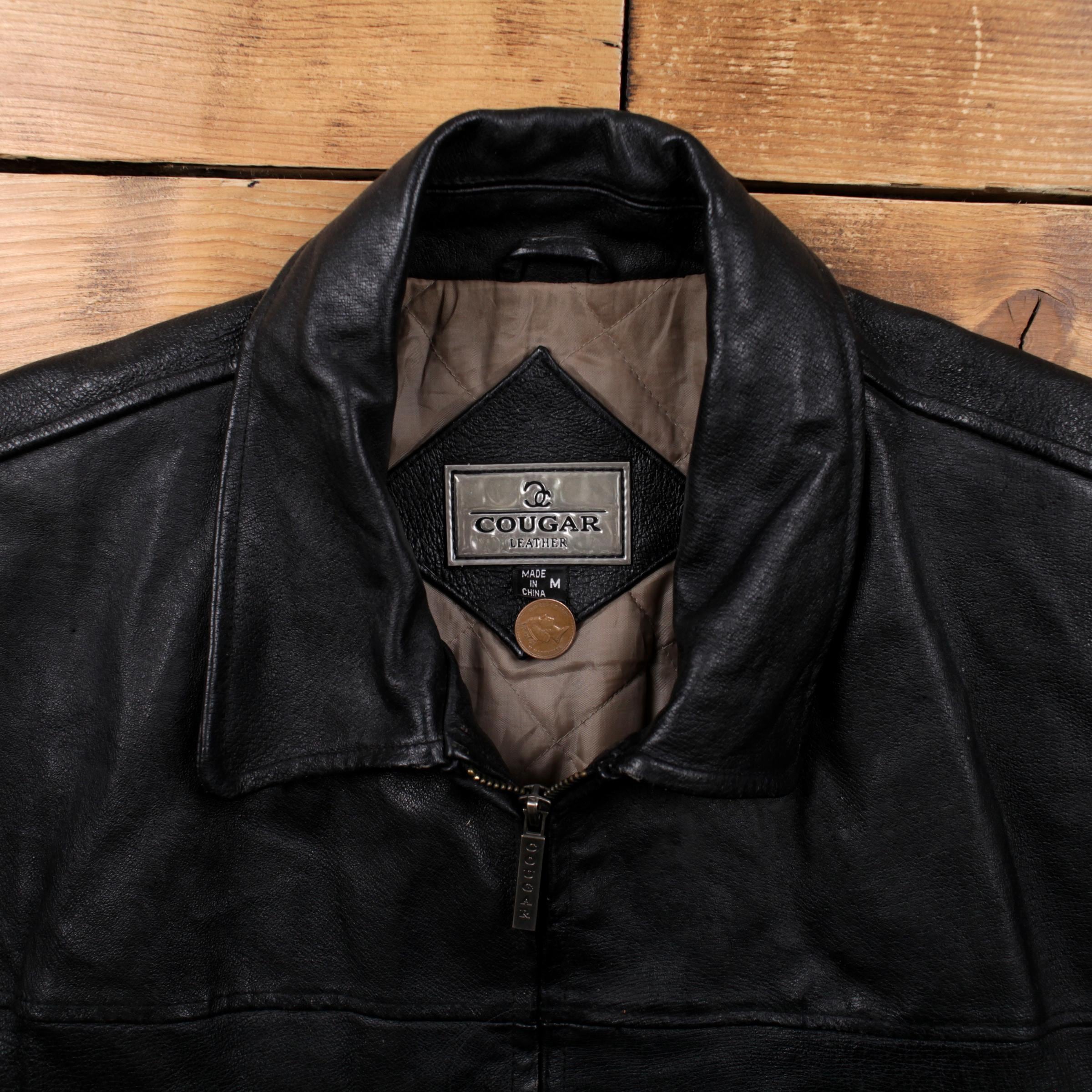 Vintage Cougar Leather Jacket M Car Coat Black - Etsy