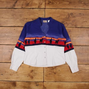 Vintage Wrangler Western Shirt Button L 90s Womens Long Sleeve Blue