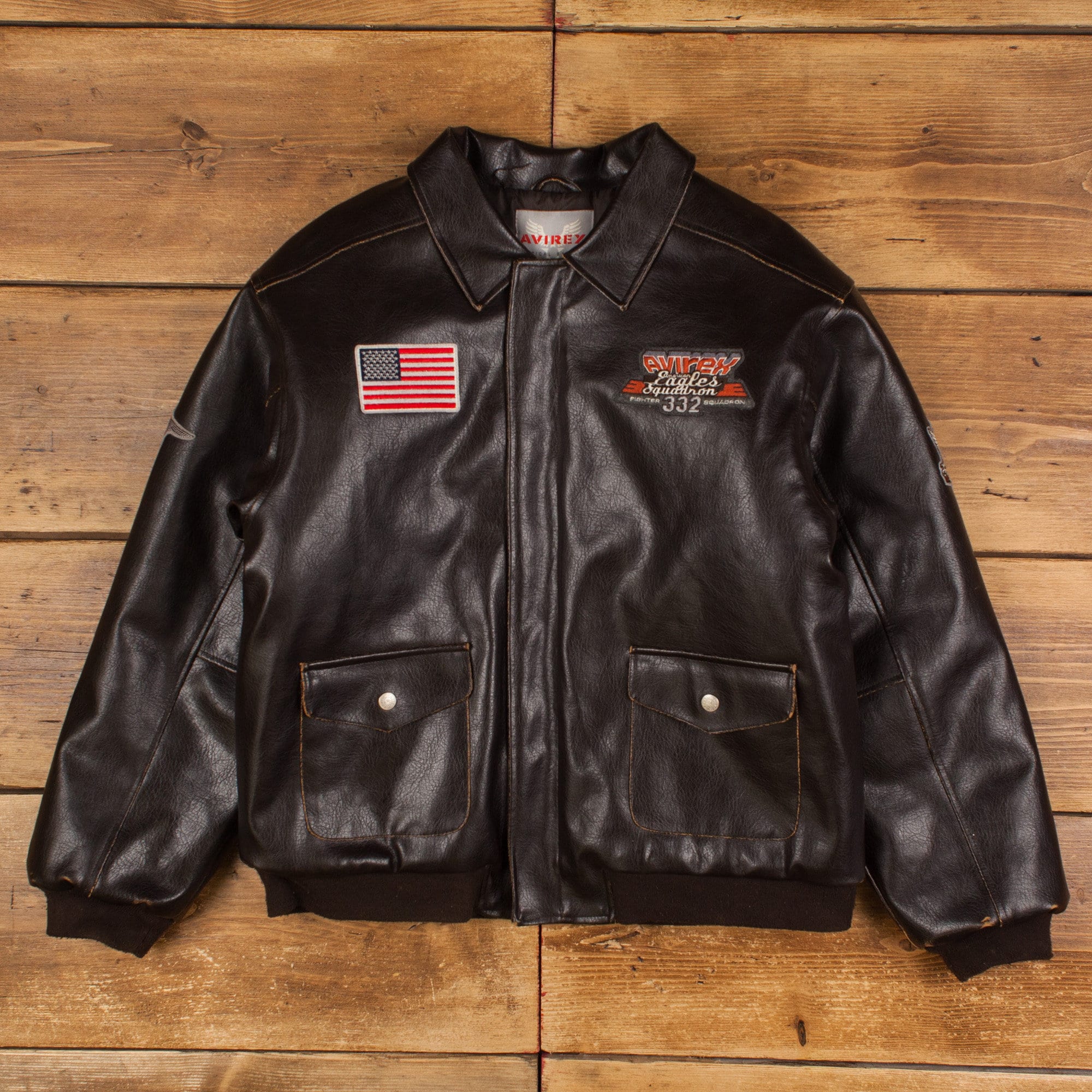 Vintage Avirex Faux Leather Jacket L Eagles Squadron Flight Vintage Avirex Faux Leather Jacket L Eagles Squadron Flight