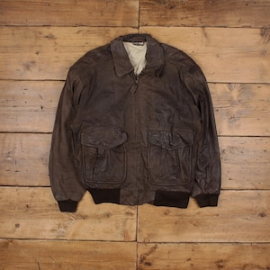 vintage Members Only Veste en cuir M des années 90 Bomber Flight marron
