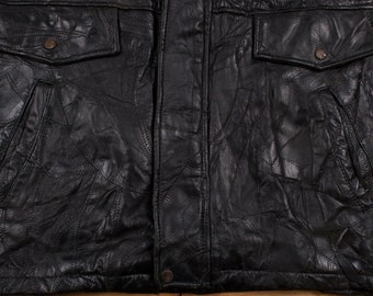 Vintage Maxam Leather Jacket XL 90s Italian Mosaic Design
