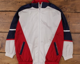 Vintage Karen Scott Windbreaker Jacket M Geometric White