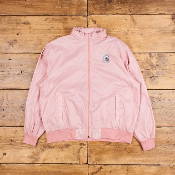 Vintage Izod Club Windbreaker Coat XL 80s Zip up Pink Womens Zip