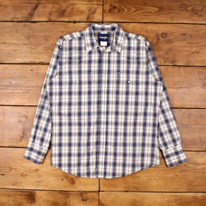 Vintage Wrangler Western Shirt Snap L 90s Mens Long Sleeve Blue Check