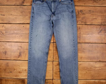 Levis 505 Jeans 38x34 Blue Regular Straight Slim Stonewash Red Tab Denim
