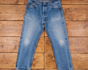 Vintage Levis 501 Jeans 36 x 29 Stonewash Straight Blue Red Tab Denim